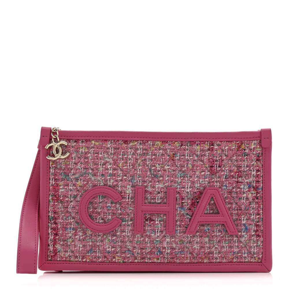 Chanel Tweed Pvc Lambskin Wristlet #252654C12B